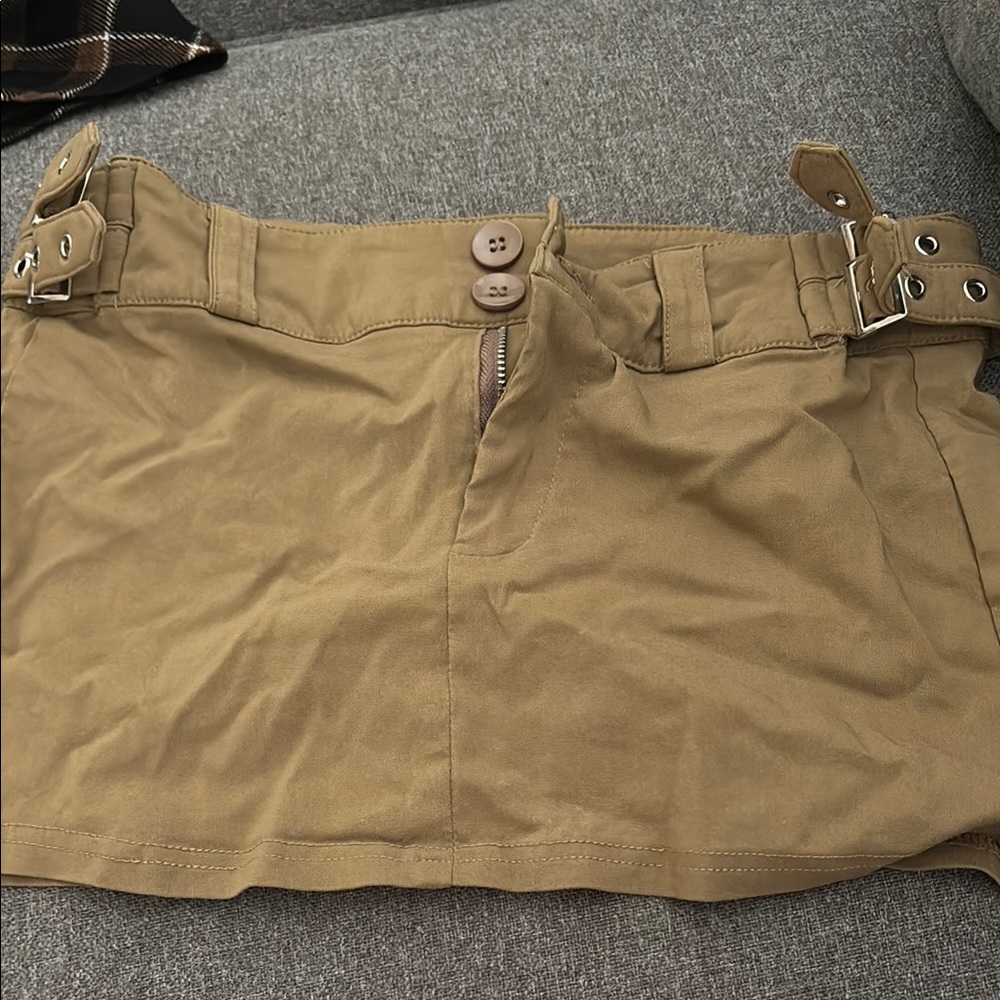 SHEIN Tan Skirt with Buckle Accents